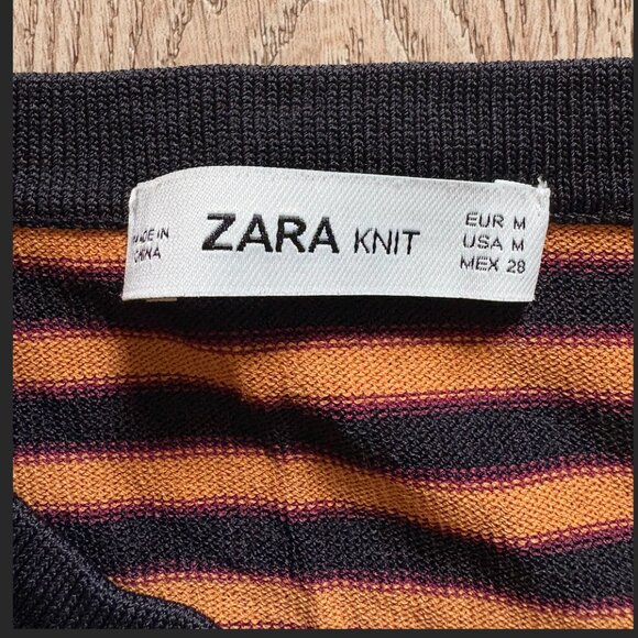 Multi-color Stripe Zara Knit Long Sleeve Shirt, Size M - Picture 3 of 4